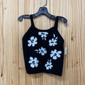 GIRLS PAISLEY LOVE SL TOP BLK W/WHITE FLOWERS 6