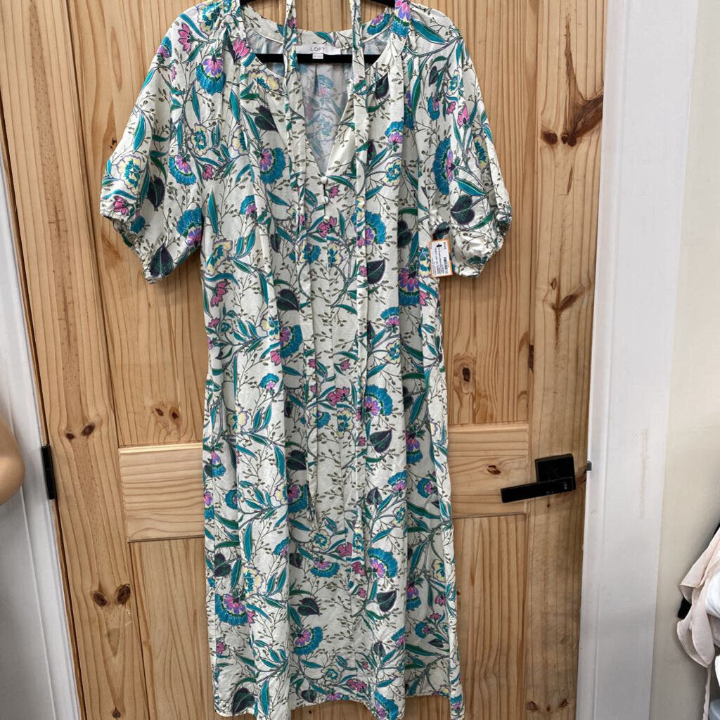 WOMENS THE LOFT CASUAL DRESS LT TAN/TURQUOISE/PURPLE XL