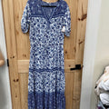 WOMENS GAP BLUE/WHITE FLORAL DRESS L TALL