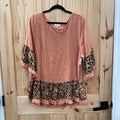 WOMENS UMGEE PEACH/LEOPARD TOP S