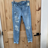 WOMENS AMERICAN EAGLE LT DENIM DIST. JEANS 10 REGULAR