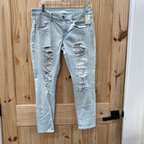WOMENS AMERICAN EAGLE LT DENIM DIST. JEAN SHORTS 12 SHORT