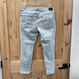 WOMENS AMERICAN EAGLE LT DENIM DIST. JEAN SHORTS 12 SHORT