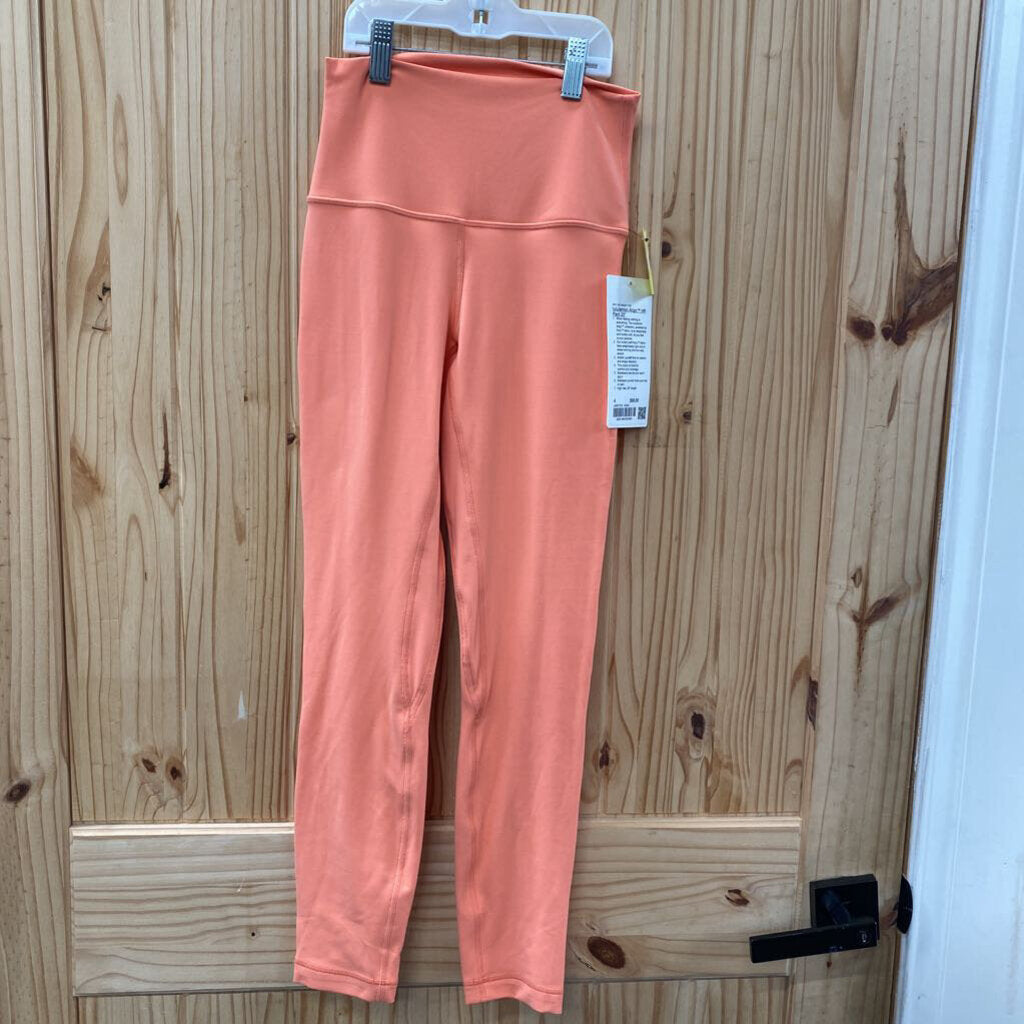 WOMENS LULULEMON BRIGHT CORAL LEGGINGS 4 NWT