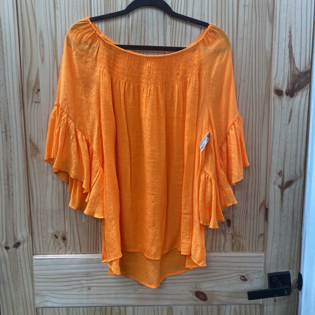 WOMENS CATO BRIGHT ORANGE CASUAL TOP L NWT