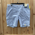 WOMENS ST. JOHNS BAY LINEN/WHITE STRIPE SHORTS 14P NWT