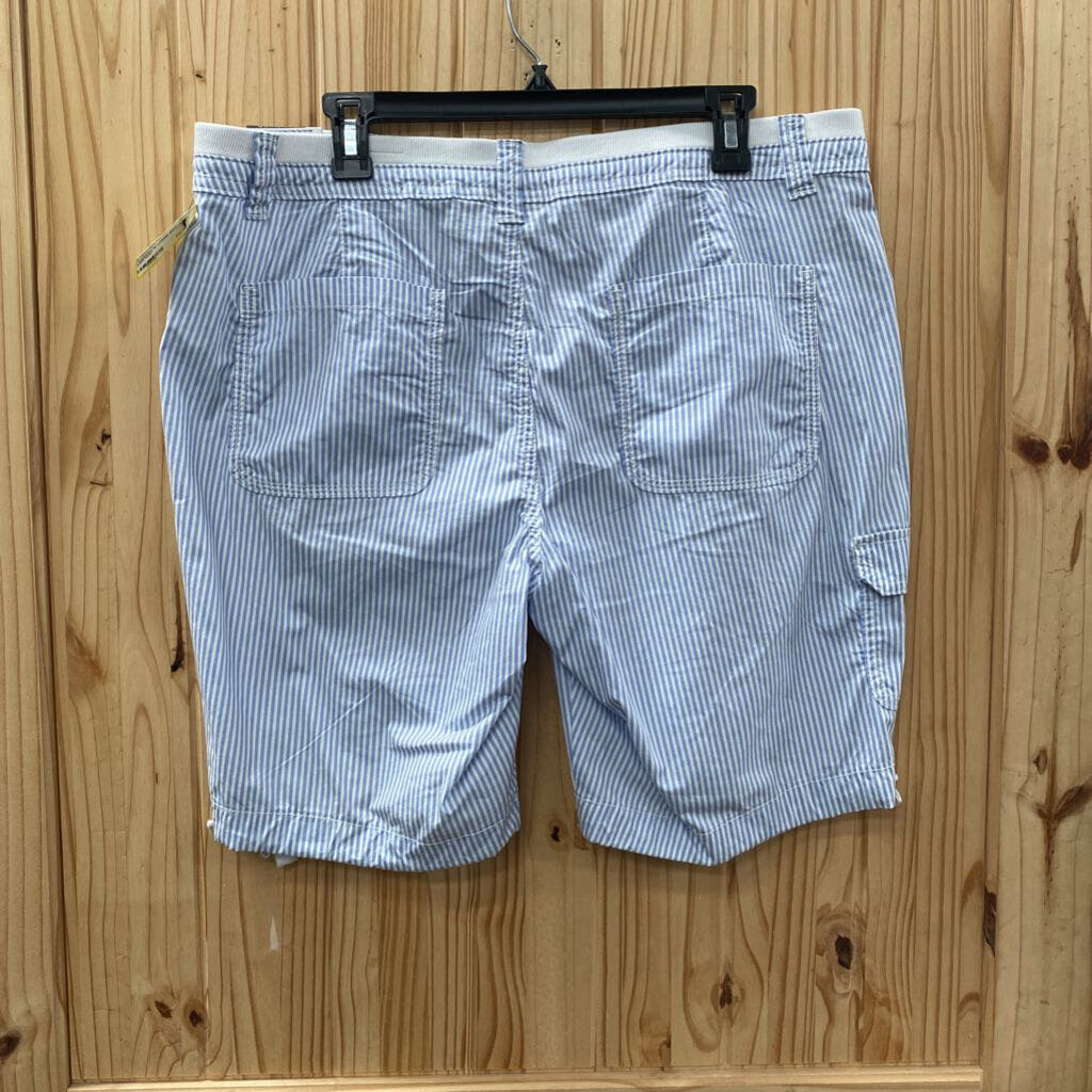 WOMENS ST. JOHNS BAY LINEN/WHITE STRIPE SHORTS 14P NWT