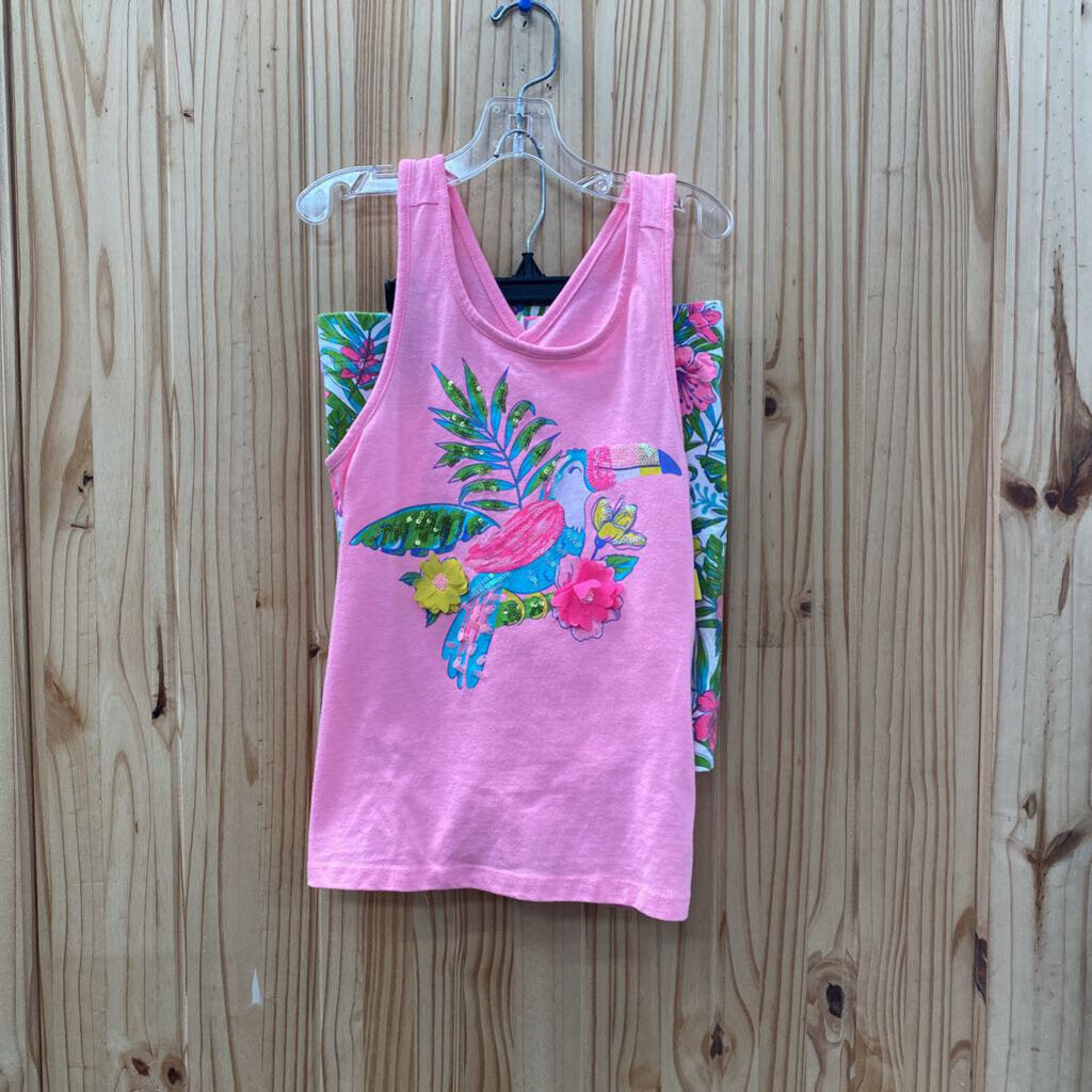 GIRLS TOMMY BAHAMA 2PC SET HOT PINK FLORAL W/BIRD M 7/8