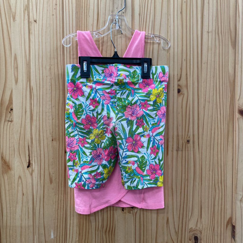 GIRLS TOMMY BAHAMA 2PC SET HOT PINK FLORAL W/BIRD M 7/8
