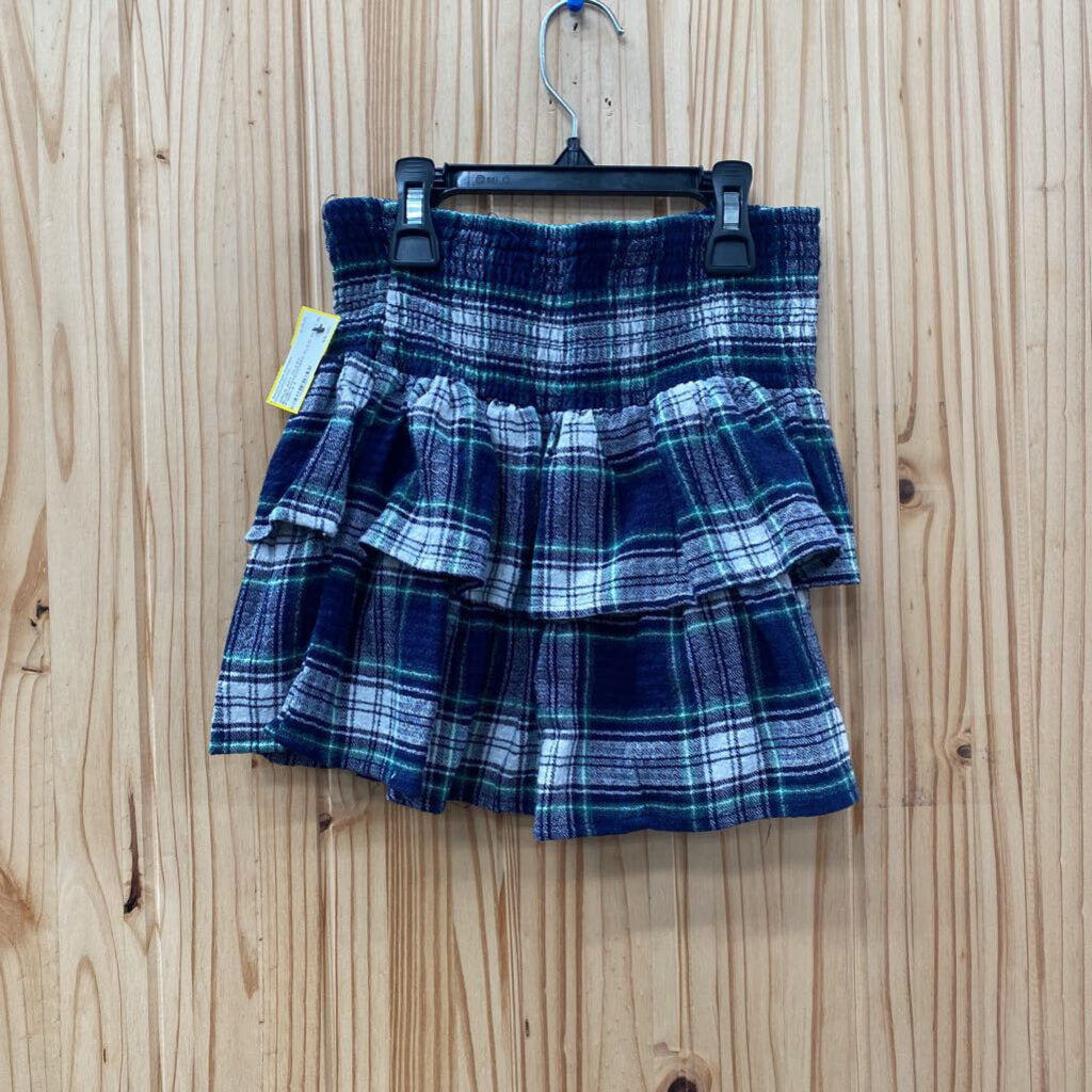 GIRLS ART CLASS BLUE/WHITE/GREEN PLAID SKIRT M 8