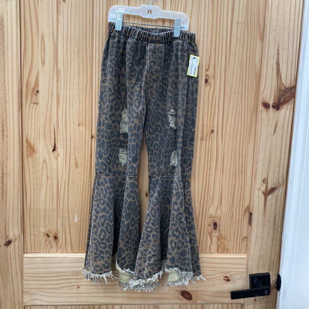 GIRLS LEOPARD BELL BOTTOM PANTS 2XL 7/8