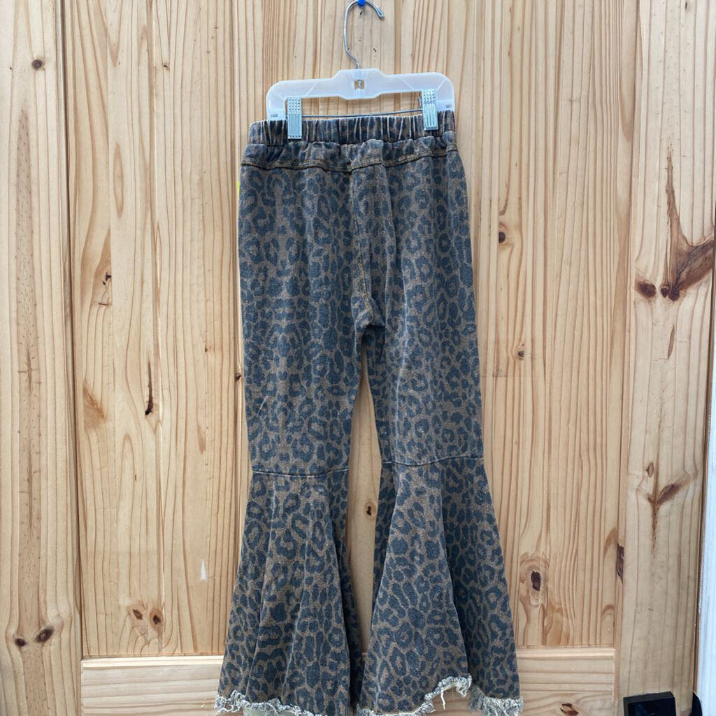 GIRLS LEOPARD BELL BOTTOM PANTS 2XL 7/8