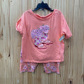 GIRLS BTWEEN 2PC SET CORAL W/FLOWERS/BOOTS 8