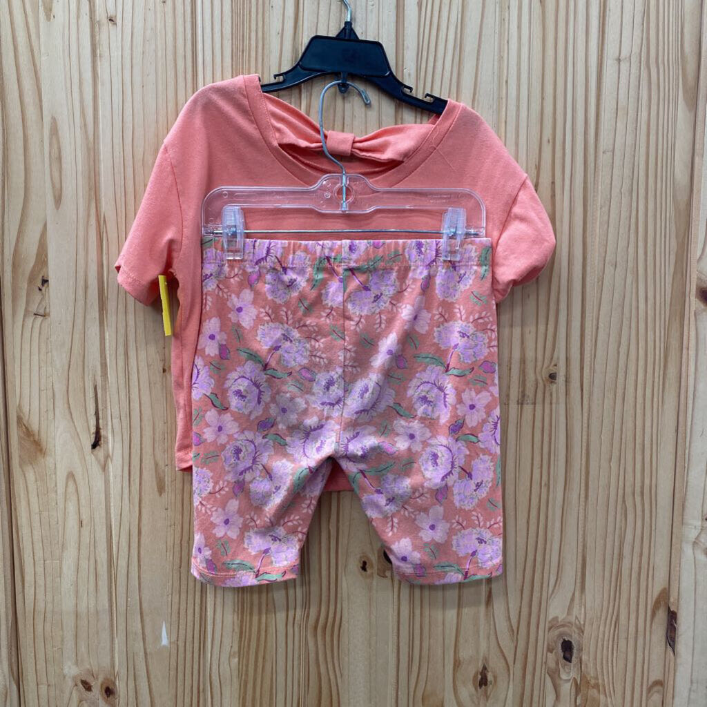 GIRLS BTWEEN 2PC SET CORAL W/FLOWERS/BOOTS 8