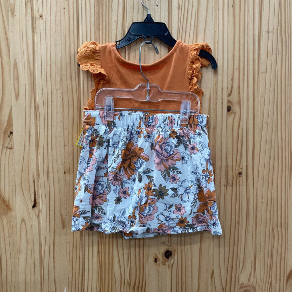 GIRLS RACHEL ZOE 2PC SET ORANGE/WHITE S 5/6