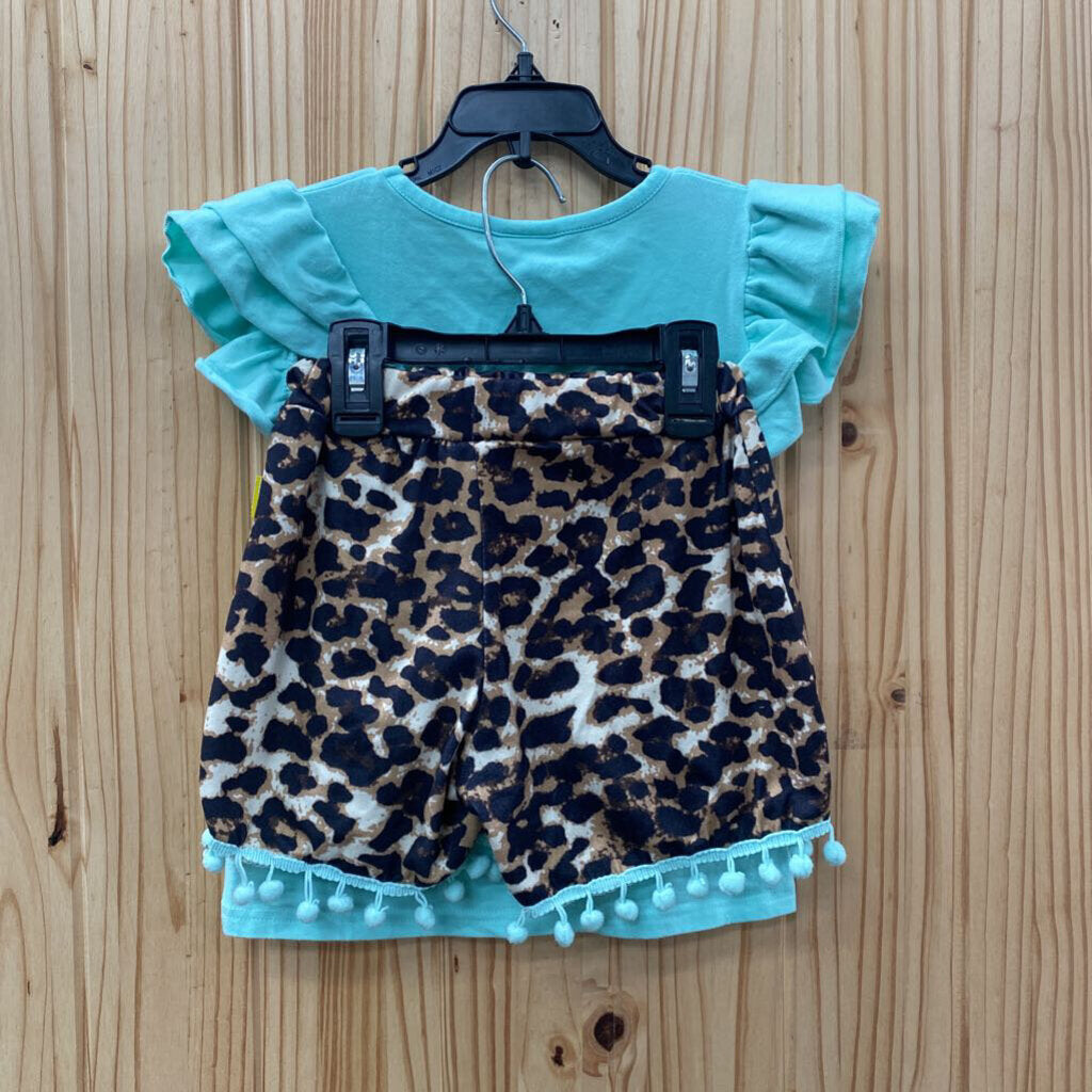 GIRLS WILD CHILD 2PC SET AQUA/LEOPARD 6