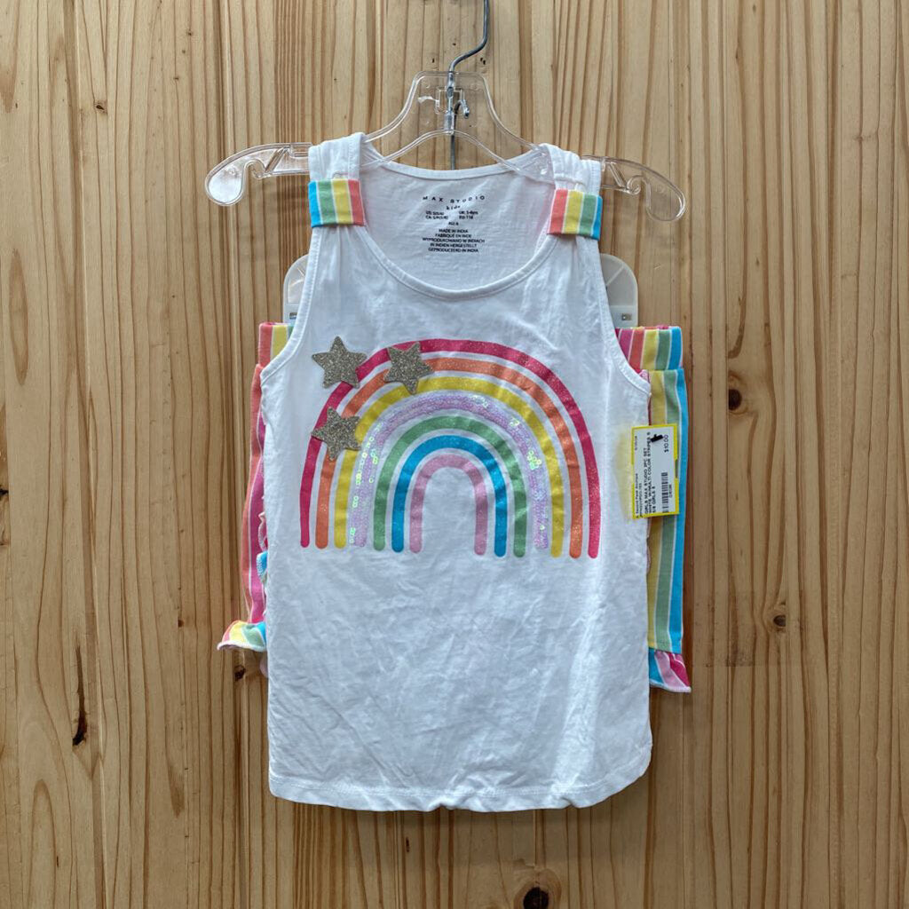 GIRLS MAX STUDIO 2PC SET WHITE W/MULTI COLOR STRIPES S 5/6