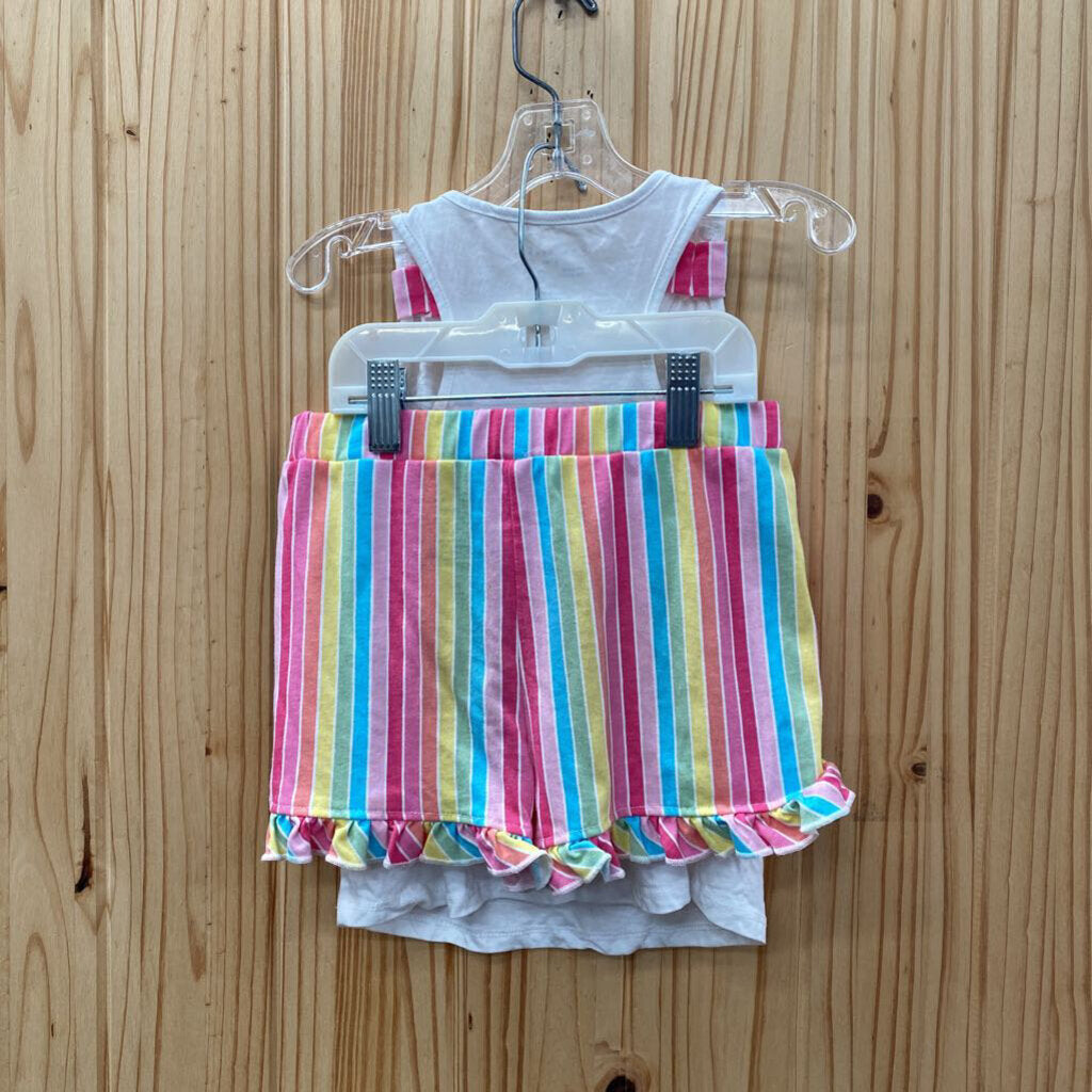 GIRLS MAX STUDIO 2PC SET WHITE W/MULTI COLOR STRIPES S 5/6
