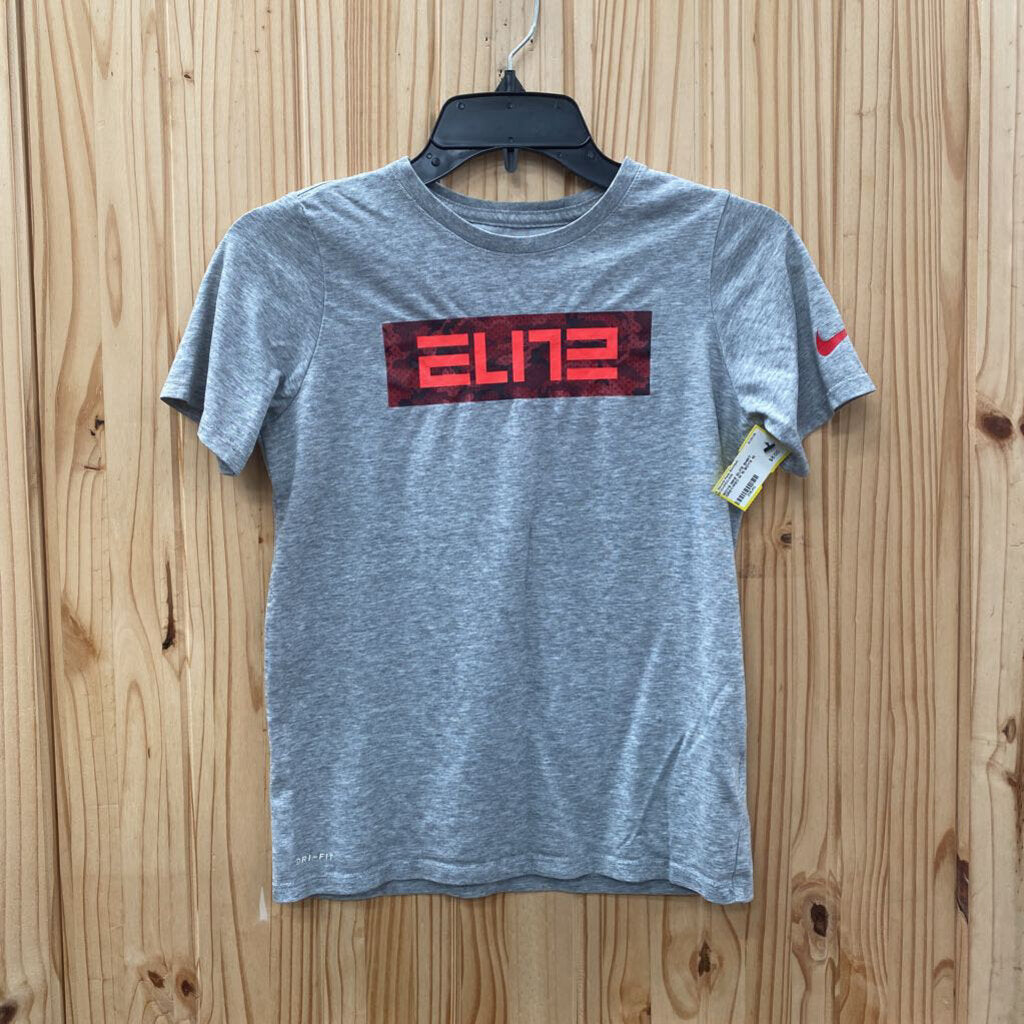 BOYS NIKE ELITE SHIRT GREY/RED M 10