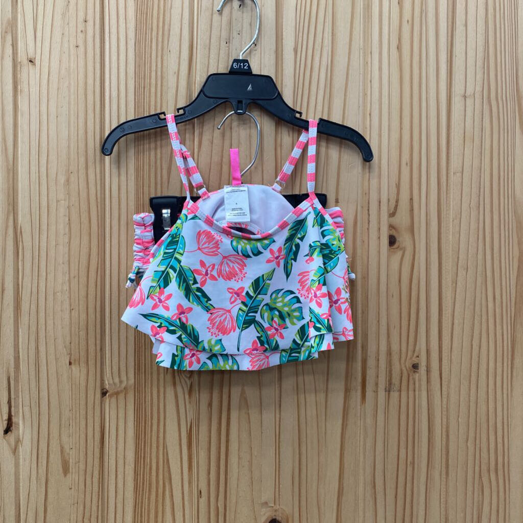 GIRLS BETSEY JOHNSON 2PC SWIM SET HOT PINK/WHITE/GREEN 5