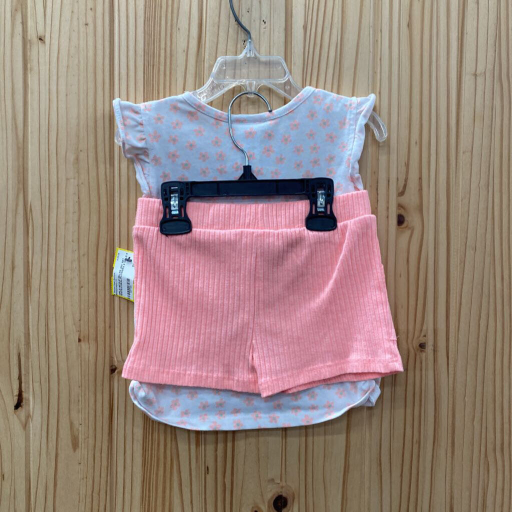 GIRLS NICOLE MILLER 2PC SET WHITE/CORAL/FLOWERS 6
