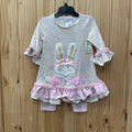 GIRLS BONNIE JEAN 2PC SET PINK/WHITE CHECKERED W/BUNNY 4T