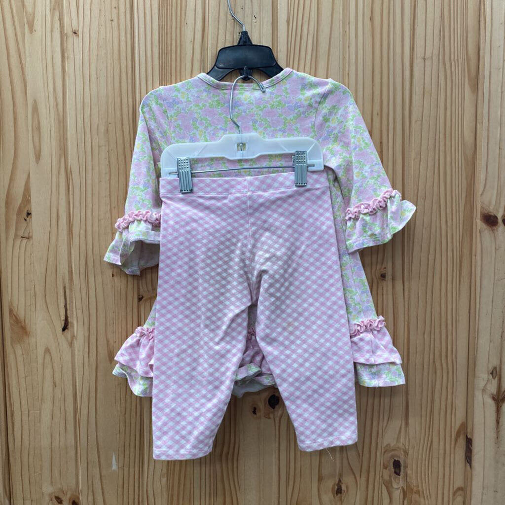 GIRLS BONNIE JEAN 2PC SET PINK/WHITE CHECKERED W/BUNNY 4T