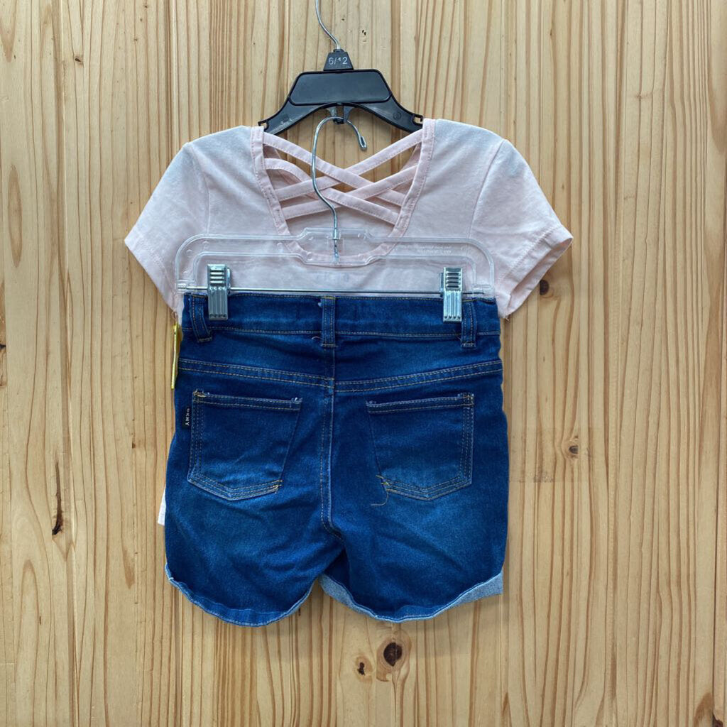 GIRLS DKNY 2PC SET PINK/DENIM/ROSE GOLD 5