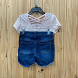 GIRLS DKNY 2PC SET PINK/DENIM/ROSE GOLD 5