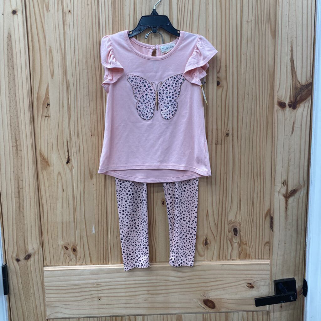 GIRLS BTWEEN 2PC SET PINK/LEOPARD W/BUTTERFLY 5