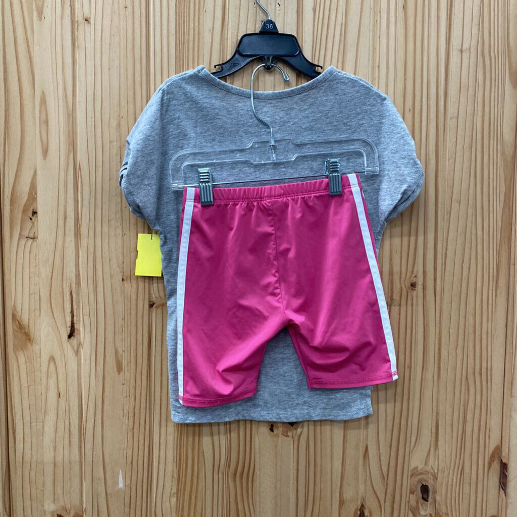 GIRLS ADIDAS 2PC SET GREY/PINK/WHITE 5