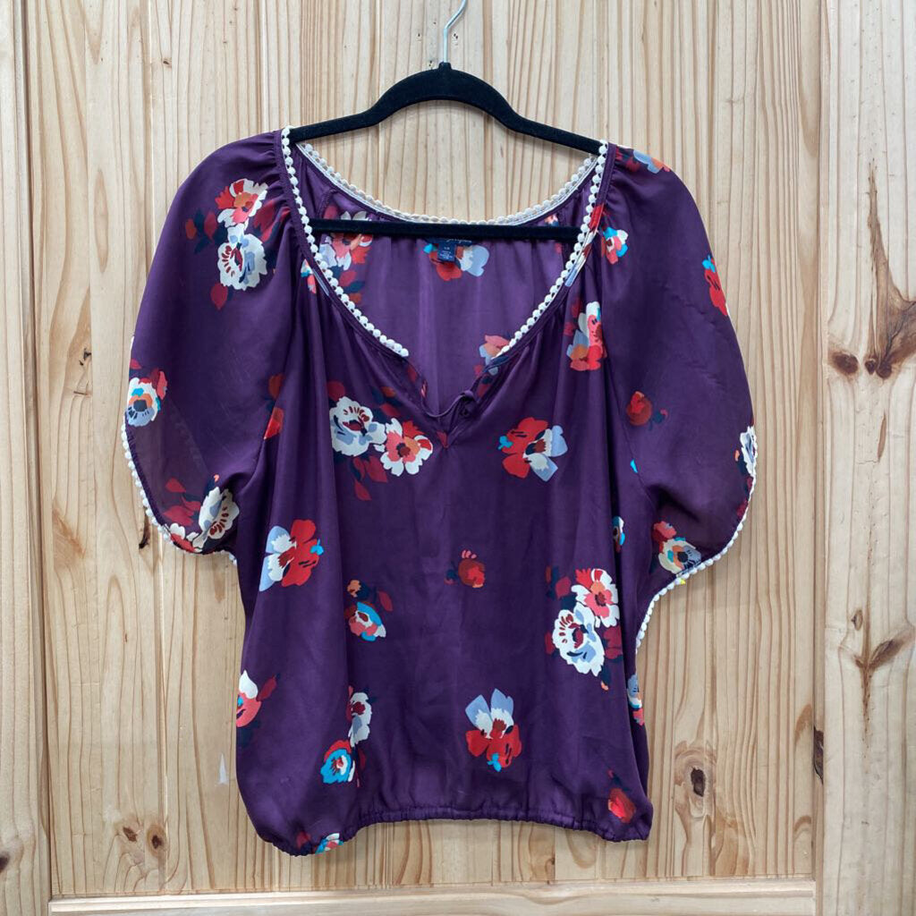 WOMENS AMERICAN EAGLE PURPLE FLORAL TOP L