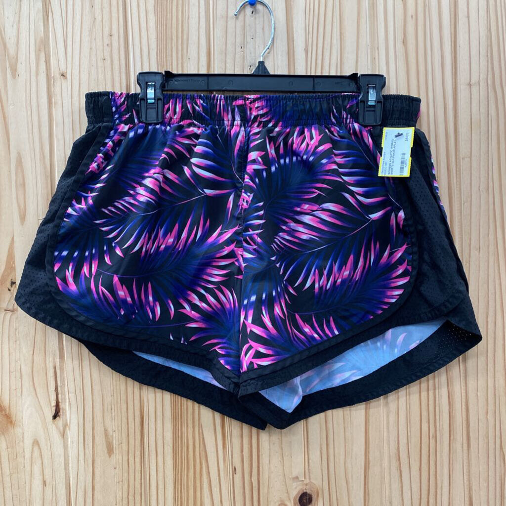 WOMENS ATHLETIC WORKS SHORTS BLK/PINK/PURPLE L