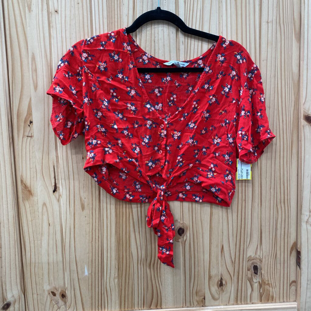 WOMENS AMERICAN EAGLE RED FLORAL TOP L