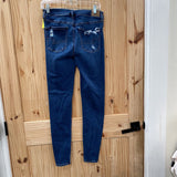 WOMENS AMERICAN EAGLE DK DENIM DIST. JEANS 8 LONG
