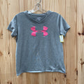 GIRLS UNDER ARMOUR SHIRT GREY/PINK YLG 12