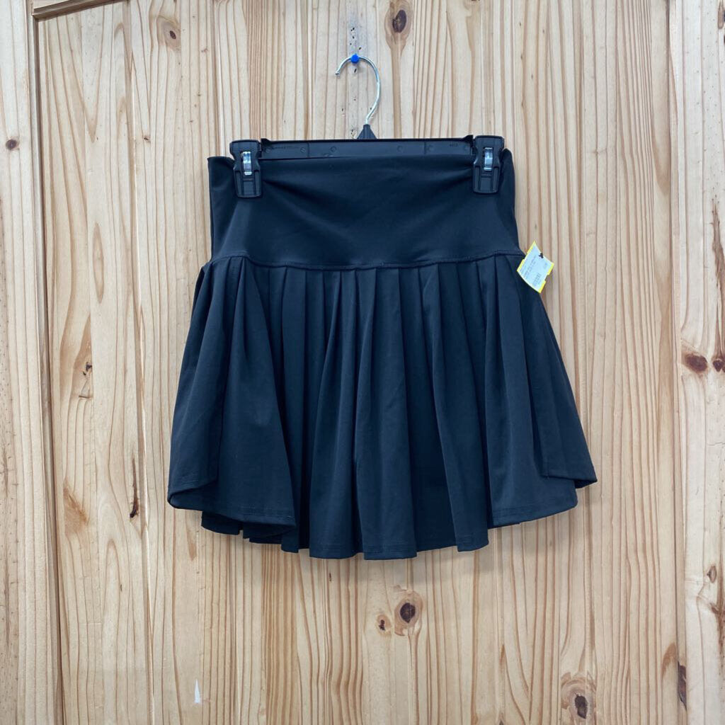 WOMENS GRAC & EMMA BLK PLEATED SKORT M