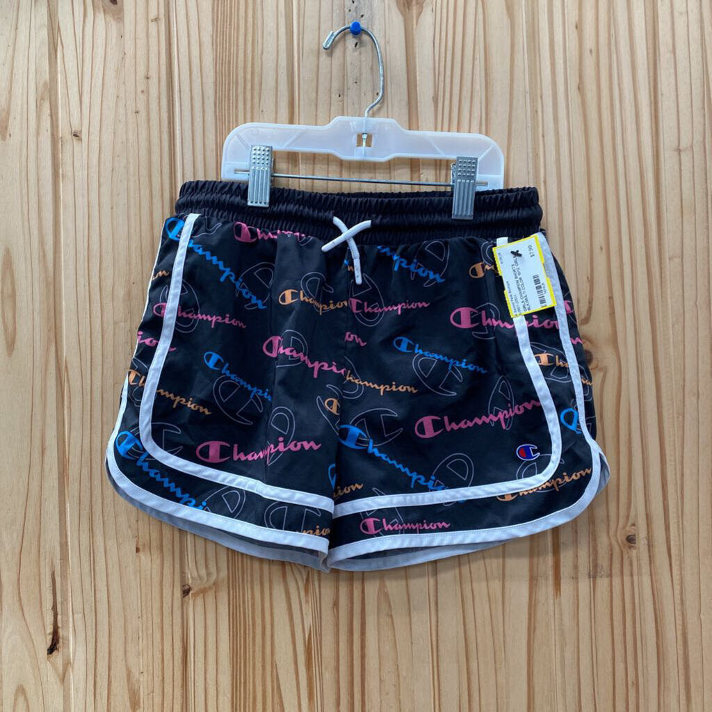 GIRLS CHAMPION SHORTS BLK/MULTI COLOR 10/12