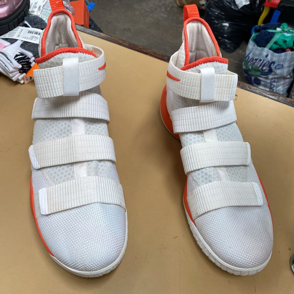 MENS LEBRON JAMES SHOES ORANGE/WHITE 16