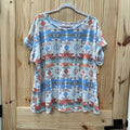 WOMENS ANDREE CASUAL TOP SKY BLUE/CREAM/CORAL 1X