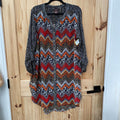 WOMENS MULTIPLES CASUAL TOP LEOPARD/NAVY BLUE/GOLDEN YELLOW XL