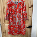 WOMENS TAHARI CASUAL DRESS RED/GREY 16