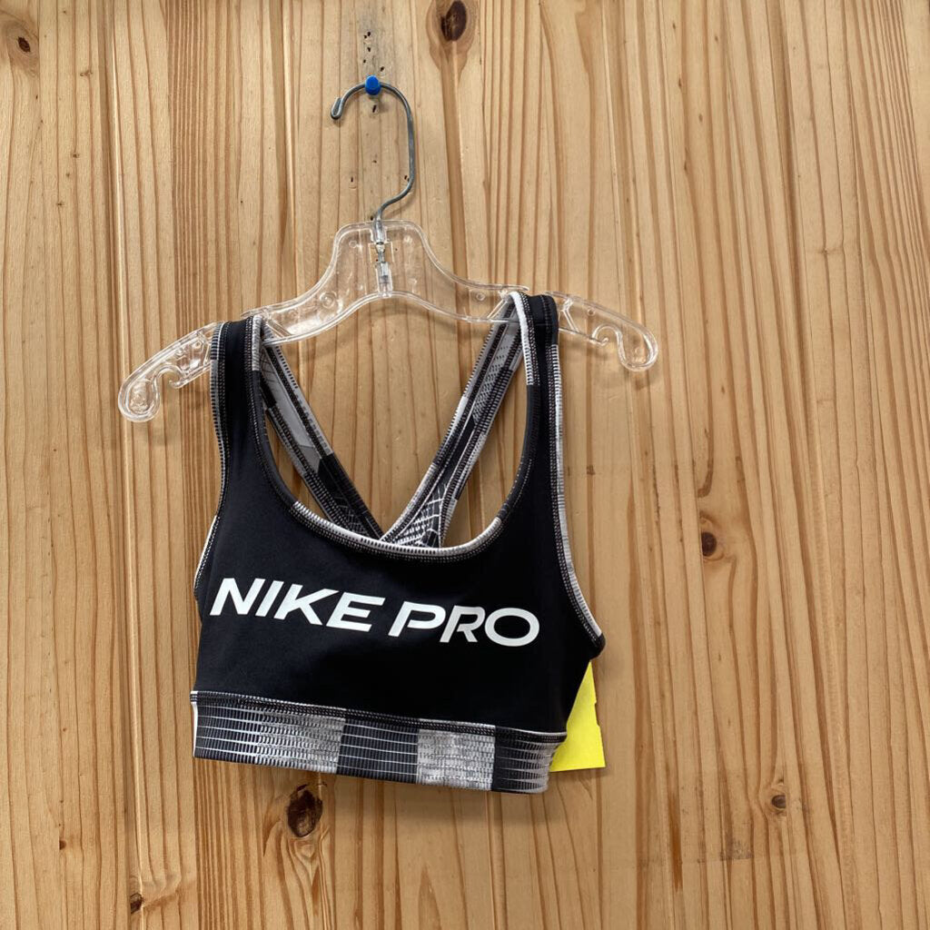 GIRLS NIKE PRO SPORTS BRA BLK/WHITE