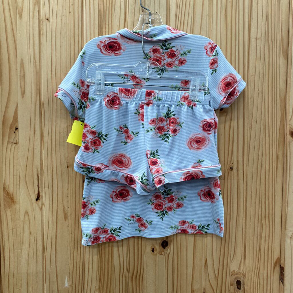 GIRLS TAHARI GIRL 2PC SET LT BLUE/WHITE STRIPE FLORAL 5/6