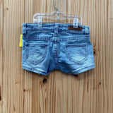 GIRLS ROCK & ROLL DENIM JEAN SHORTS W/FRINGE 8