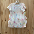 GIRLS 365 KIDS 2PC SET PEACH/WHITE CHECKERED W/HATS/BOOTS/FLOWERS 10