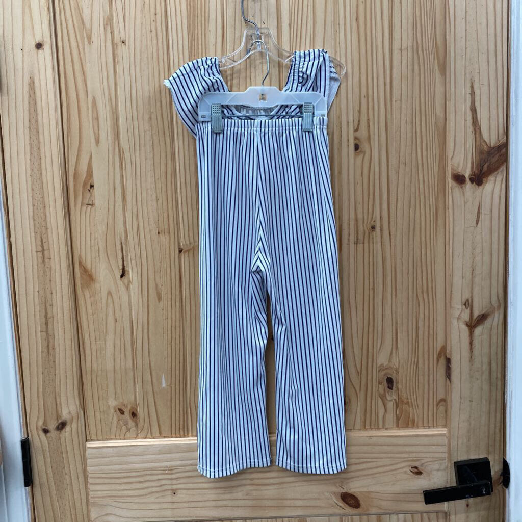 GIRLS 2PC SET NAVY BLUE/WHITE STRIPE 5