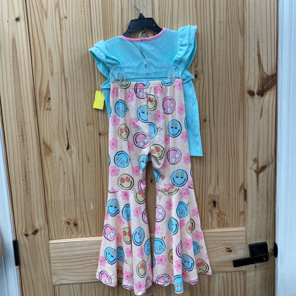 GIRLS BACK TO SCHOOL 2PC SET W/SMILEY FACE 2XL 5/6