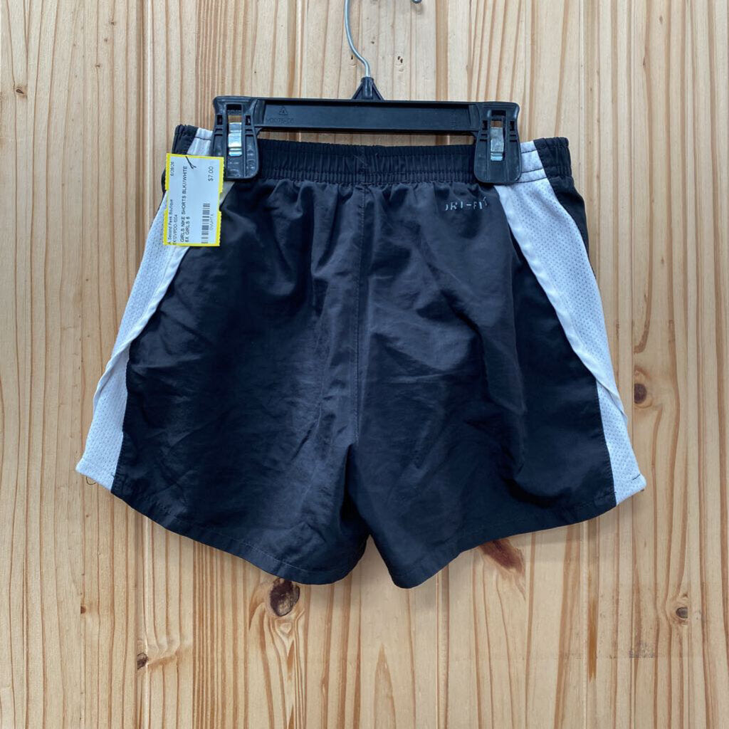 GIRLS NIKE SHORTS BLK//WHITE 6X