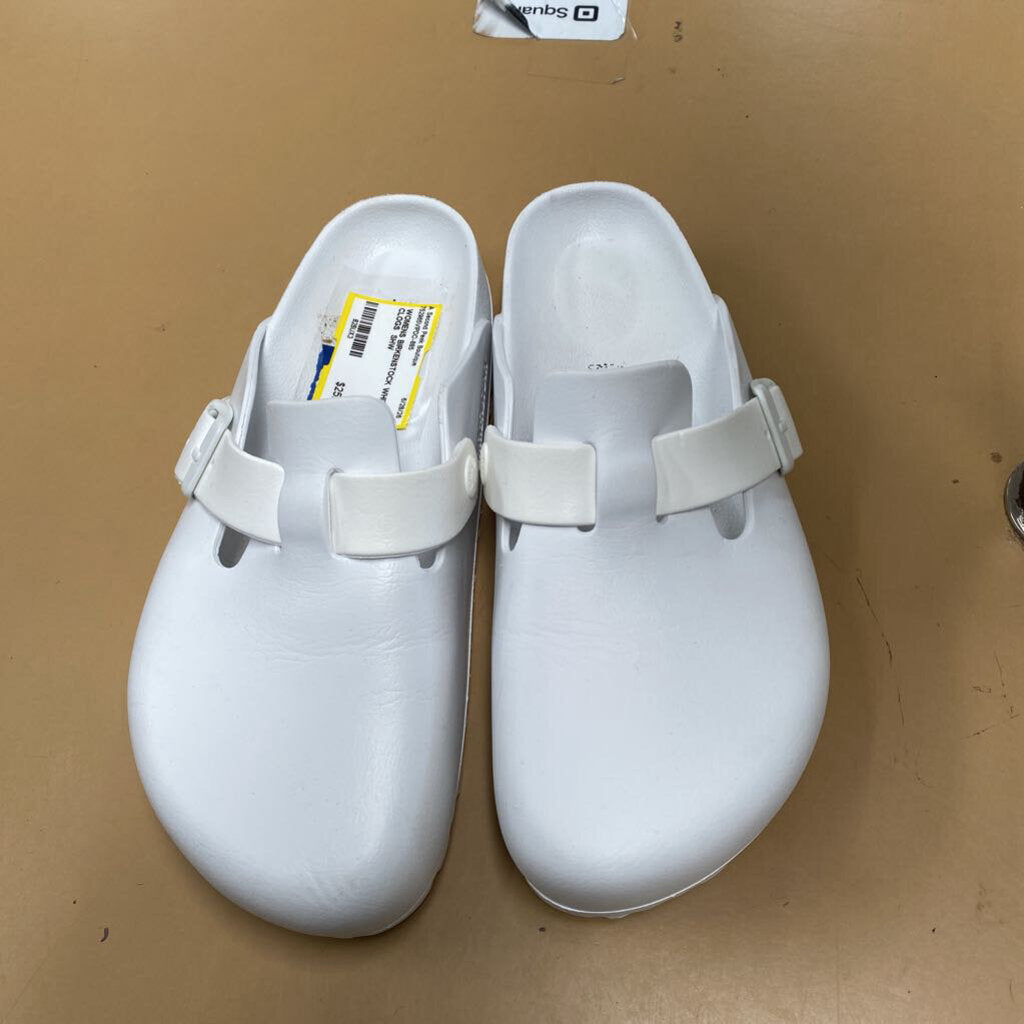 WOMENS BIRKENSTOCK WHITE CLOGS 8